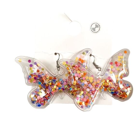 Forever 21 H&M Earring Bundle Confetti Butterfly Dangle earrings with Studs - Picture 2 of 5